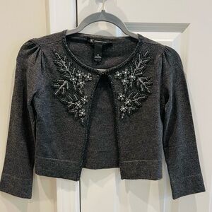 INC International Concepts Charcoal Embellished Cardigan